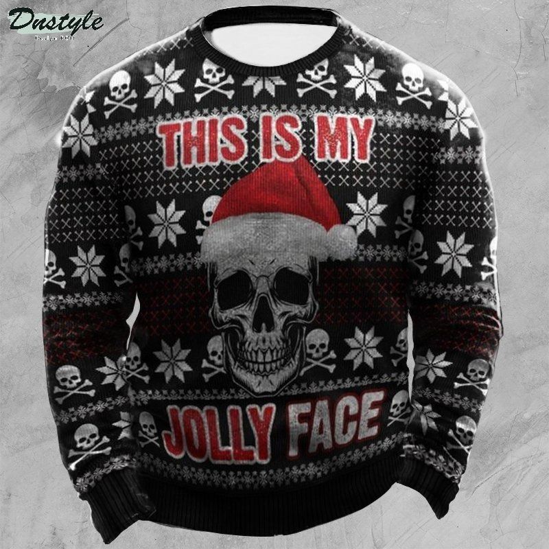 Skull this is my jolly face christmas ugly sweater