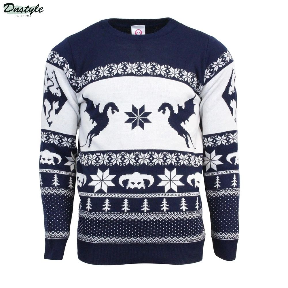 Skyrim dragon ugly christmas sweater