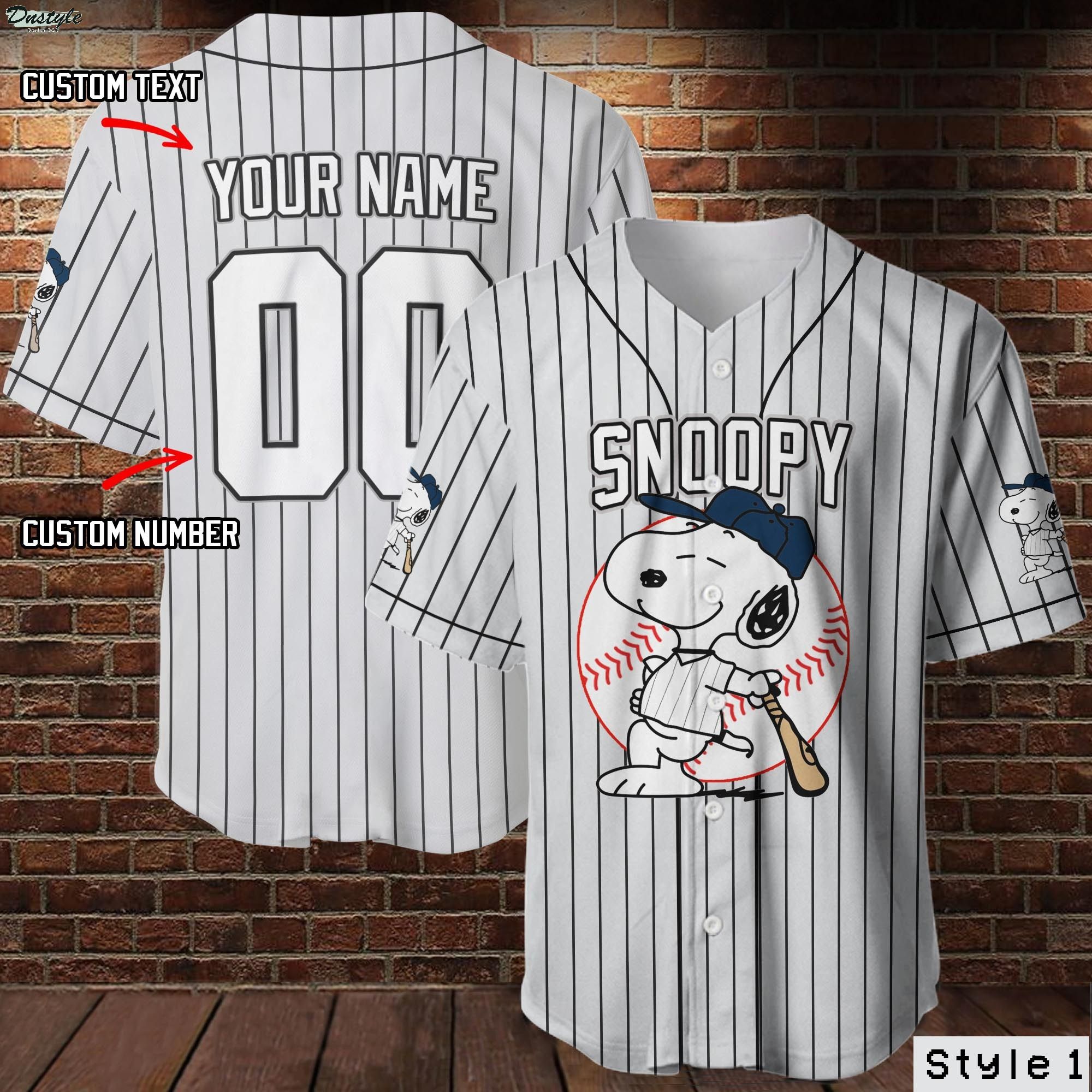 Snoopy custom name and number baseball jersey