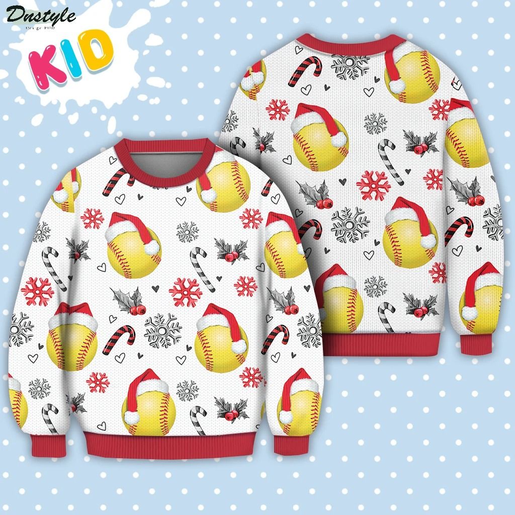 Softball pattern ugly christmas sweater 1