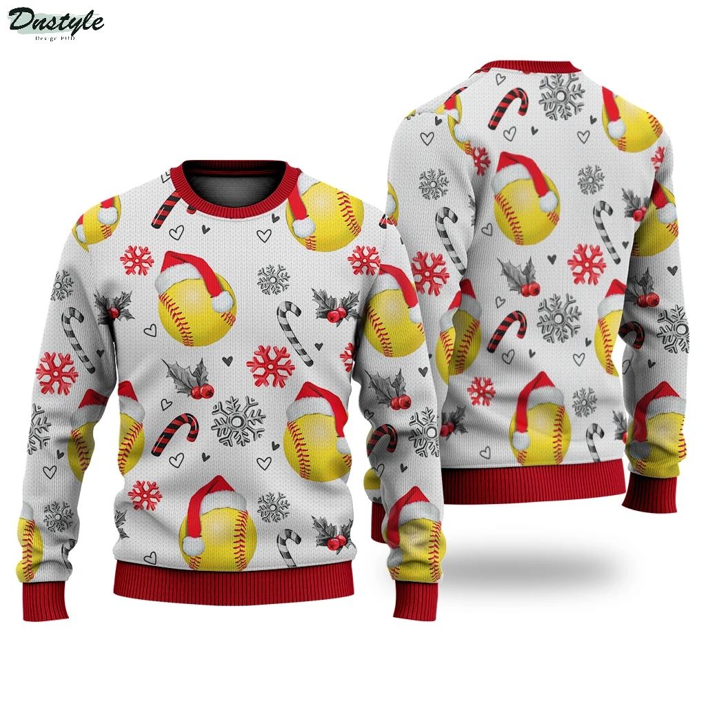 Softball pattern ugly christmas sweater