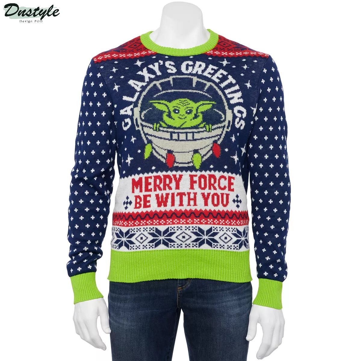 Star Wars The Mandalorian galaxys greetings merry force be with you ugly christmas sweater