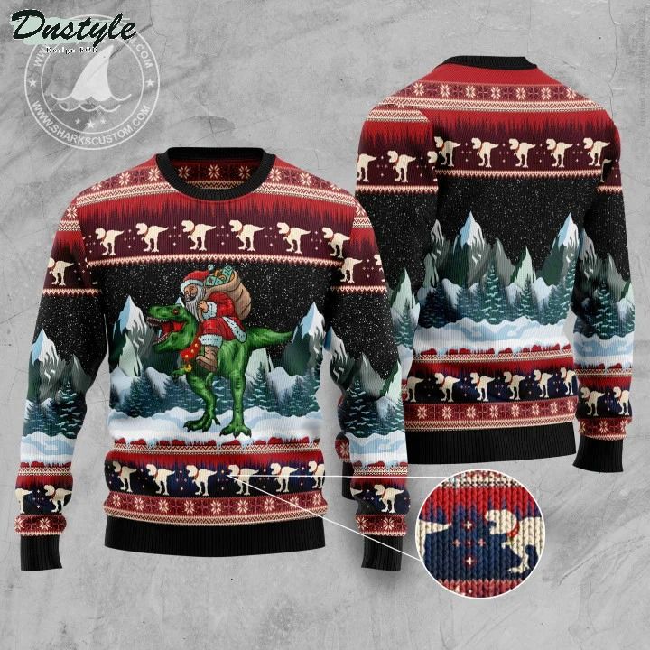 T-rex santa clause ugly christmas sweater