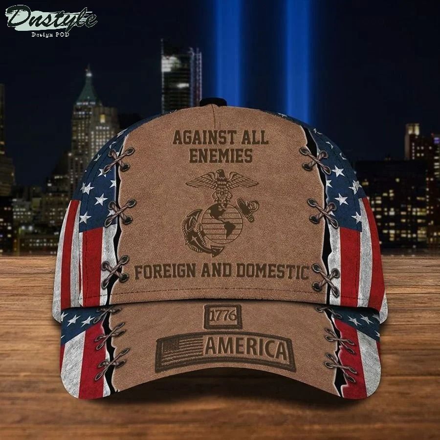 US Marine Cops Against All Enemies Foreign And Domestic 1776 America Hat