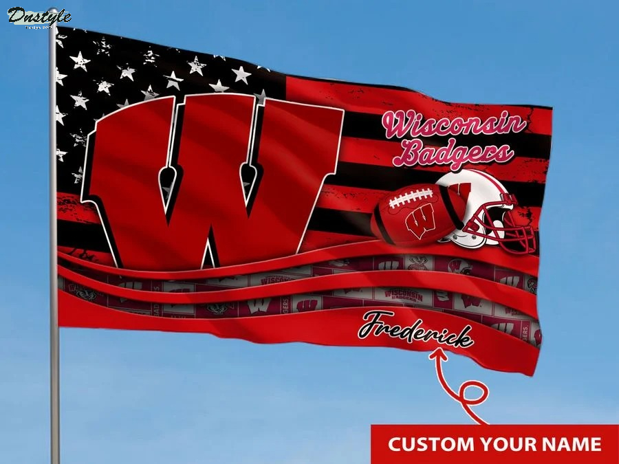 Wisconsin badgers NCAA custom name flag