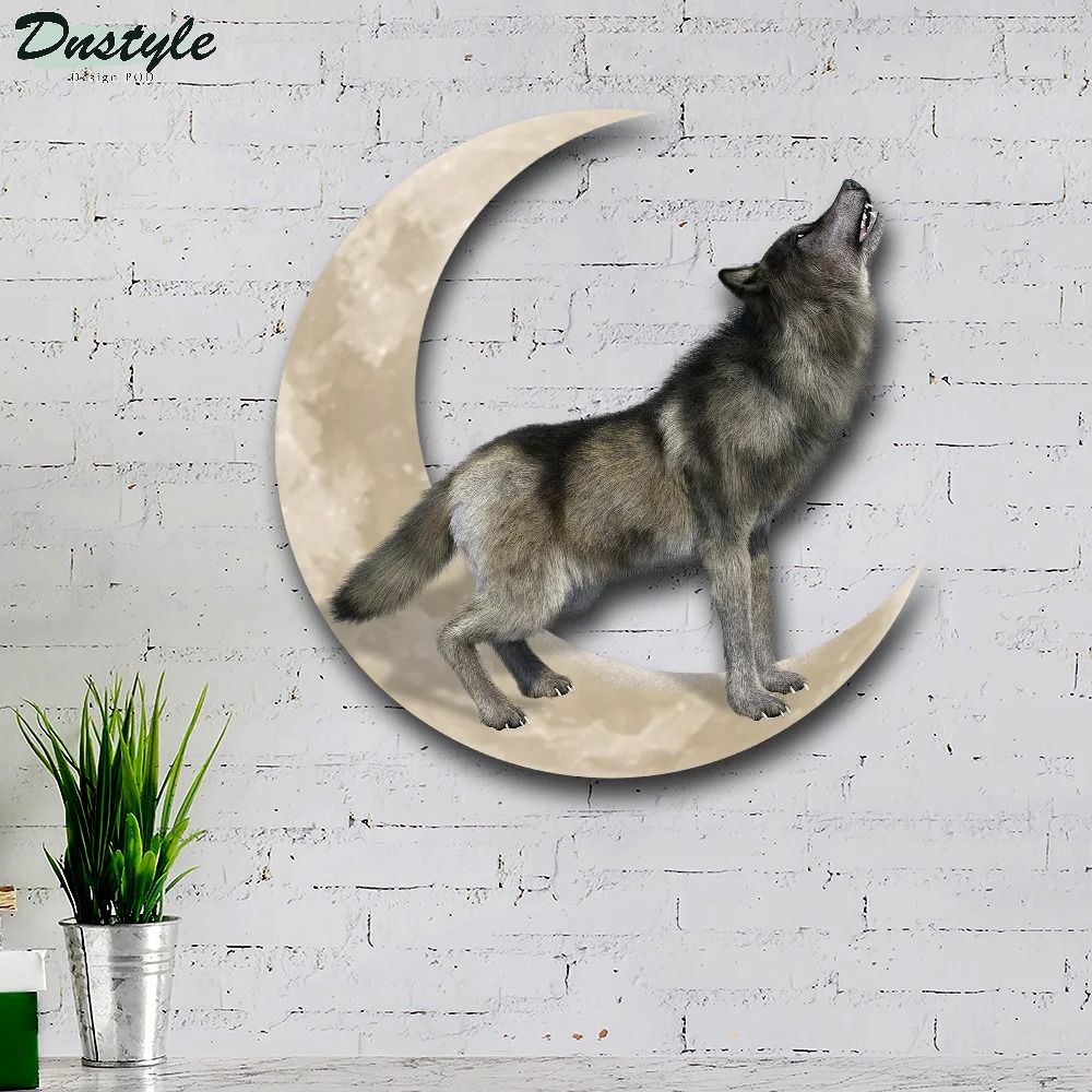 Wolf Howling And Moon Hanging Metal Sign 1