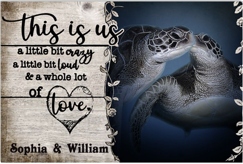 Personalized turtle this is us a little bit crazy a little bit loud and a whole lot of love poster