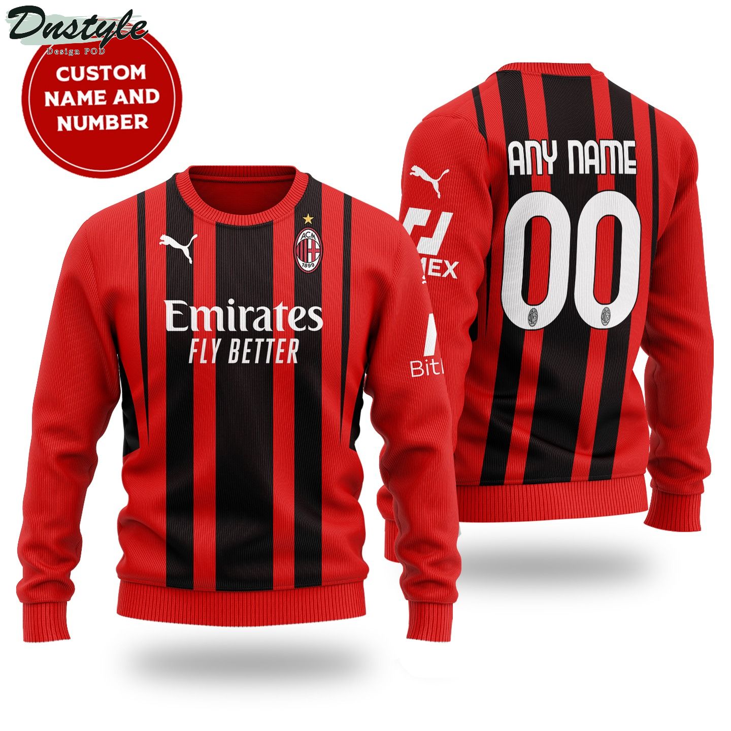 Ac milan custom name and number home sweater