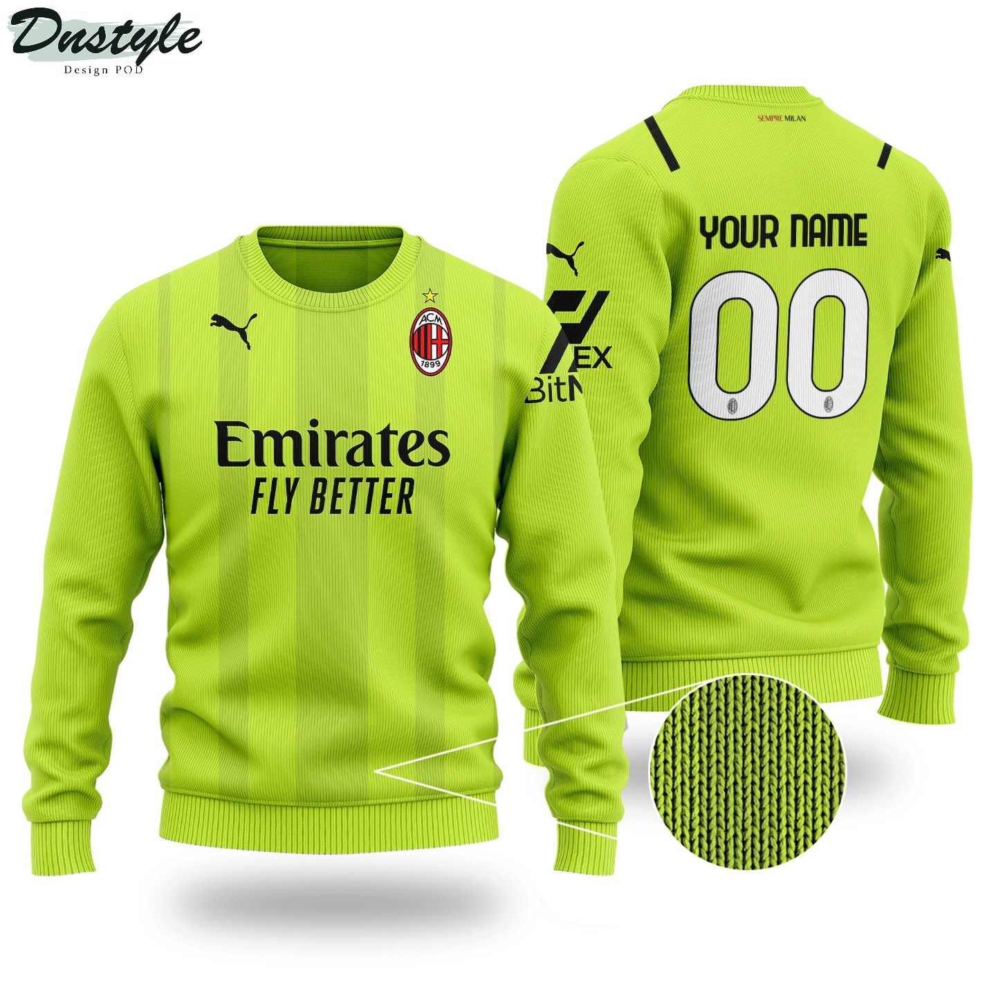 Ac milan custom name and number ugly sweater