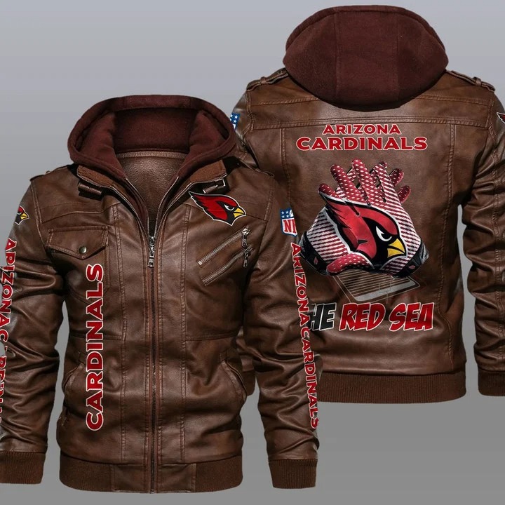 Arizona cardinals NFL hooded leather jacket