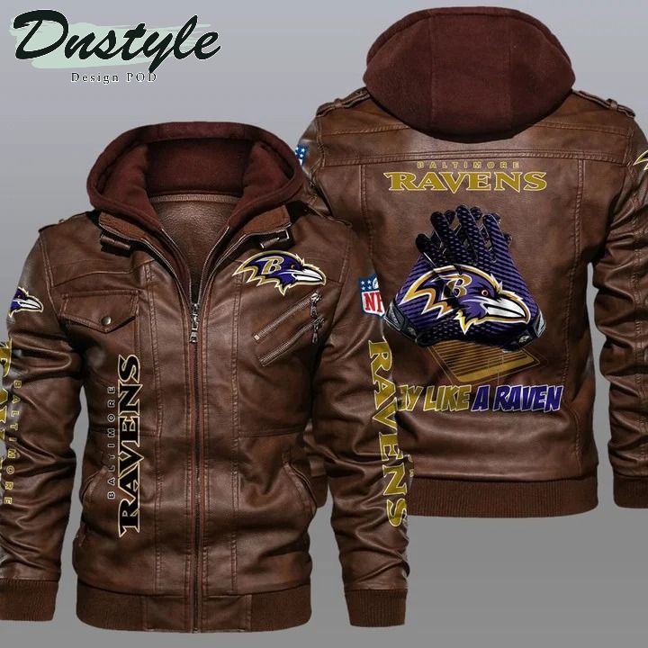 Baltimore ravens NFL hooded leather jacket