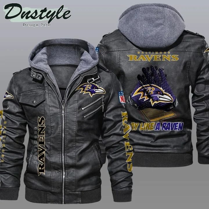 Baltimore ravens NFL hooded leather jacket