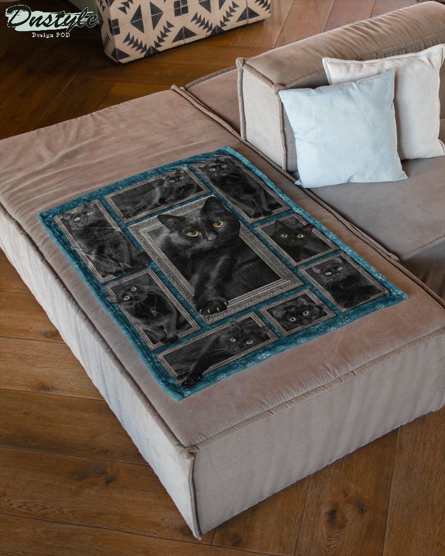 Black cat fleece blanket 3