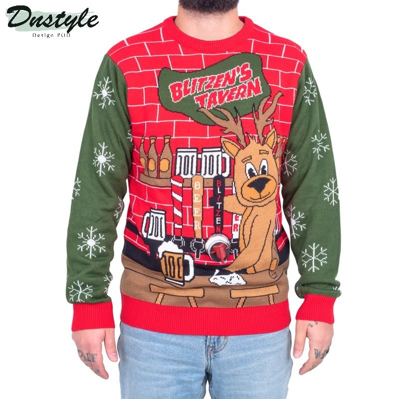 Blitzen's Tavern Beverage Ugly Christmas Sweater