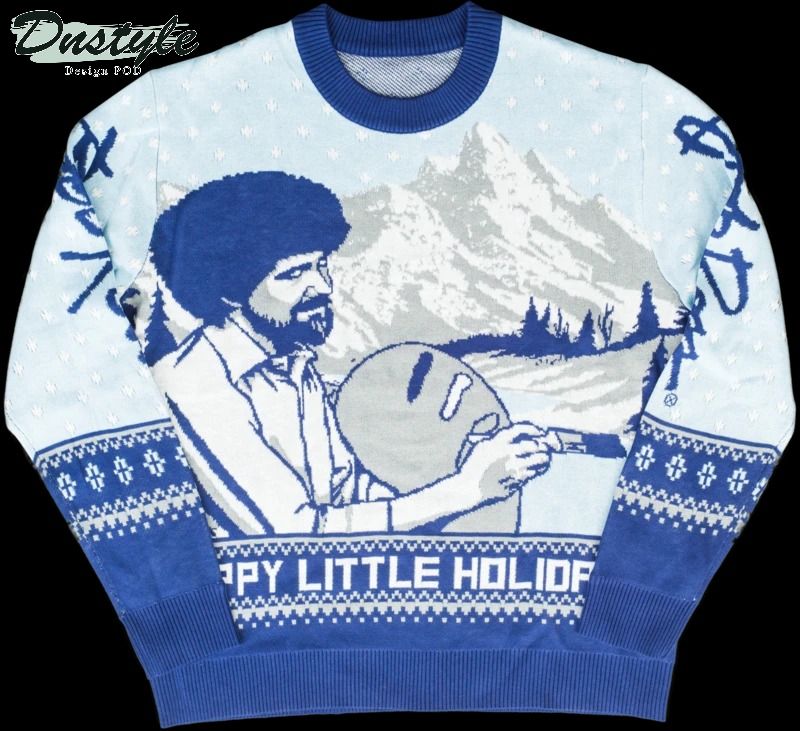 Bob Ross Happy Little Holidays Ugly Christmas Sweater