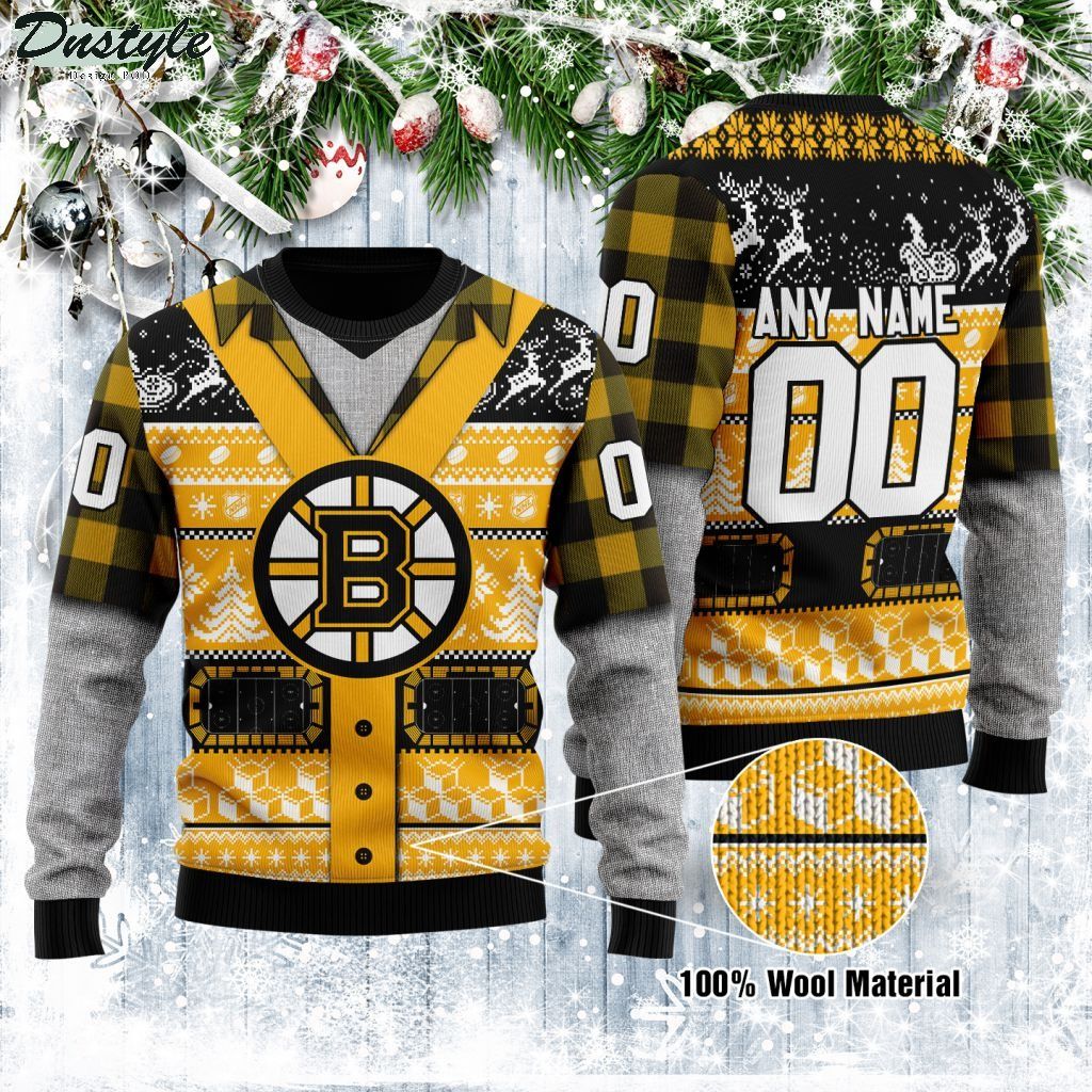 Boston Bruins NHL personalized ugly christmas sweater