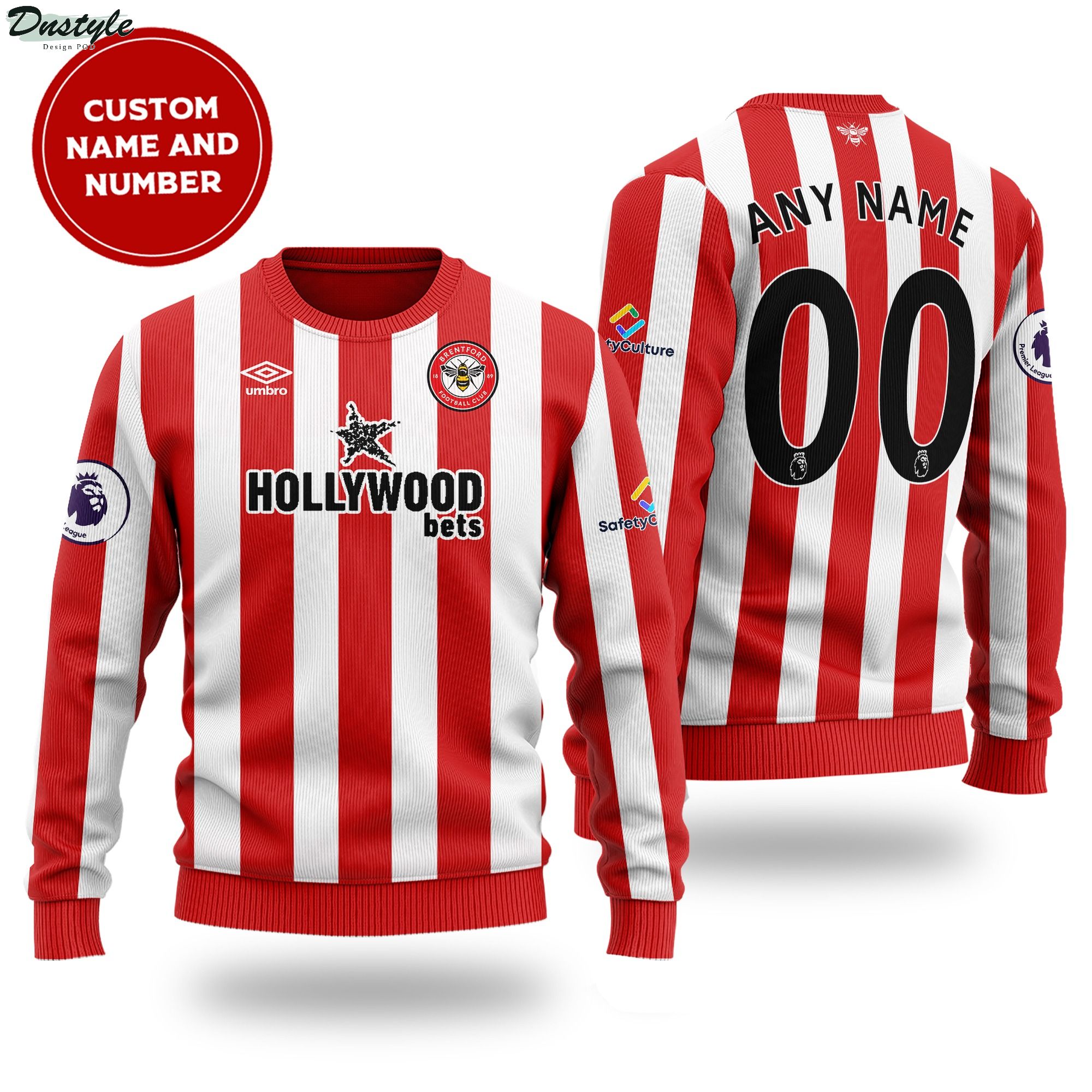 Brentford custom name and number ugly sweater