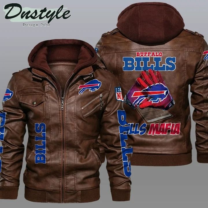 Buffalo bills NFL hooded leather jacket