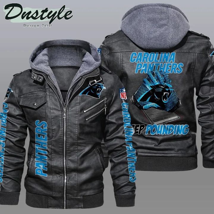 Carolina panthers NFL hooded leather jacket