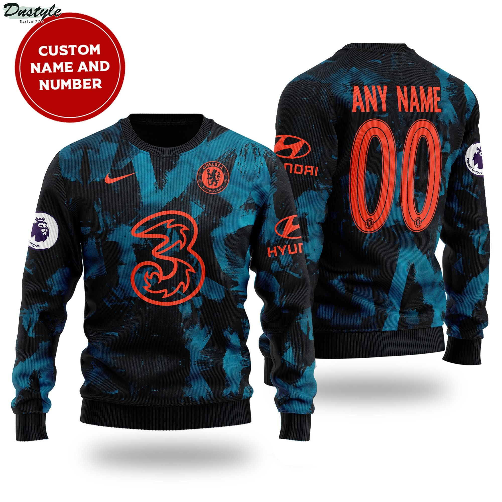 Chelsea custom name and number ugly sweater