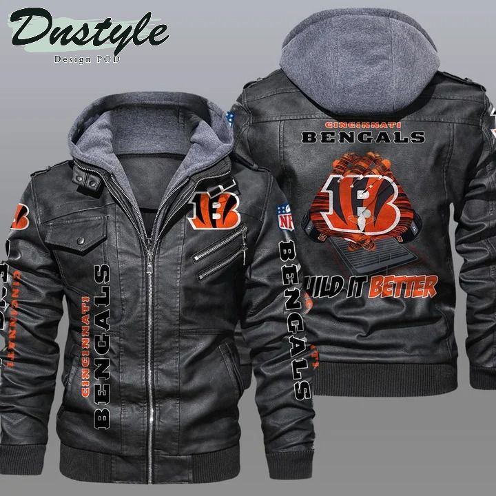 Cincinnati bengals NFL hooded leather jacket