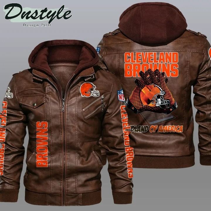 Cleveland browns NFL hooded leather jacket 1