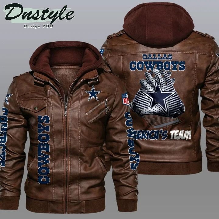 Dallas cowboys NFL hooded leather jacket 1