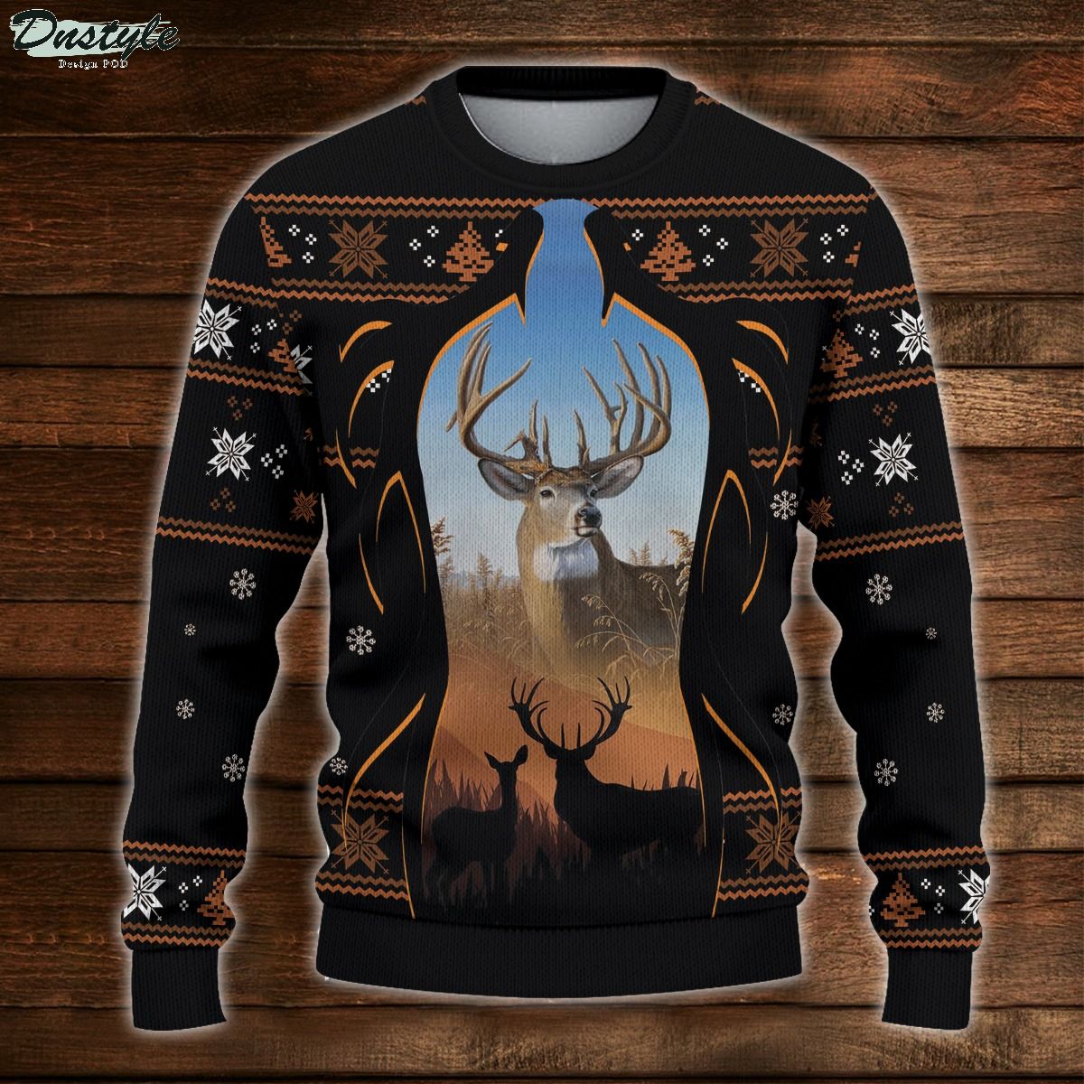 Deer Hunting Knitted Ugly Christmas Sweater 1