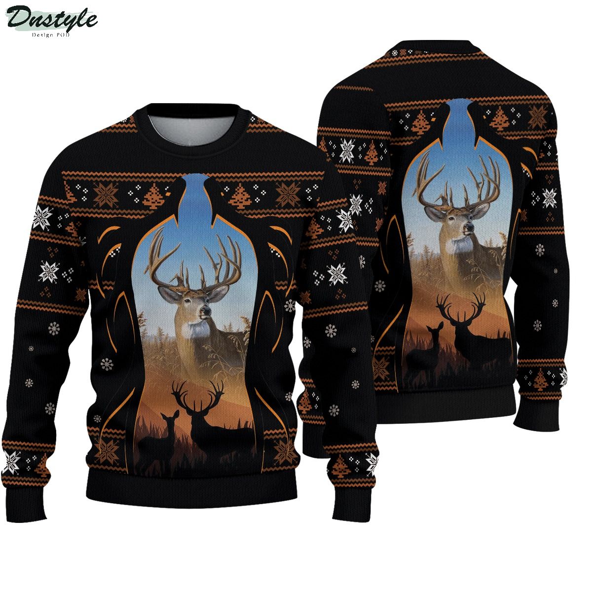 Deer Hunting Knitted Ugly Christmas Sweater 2