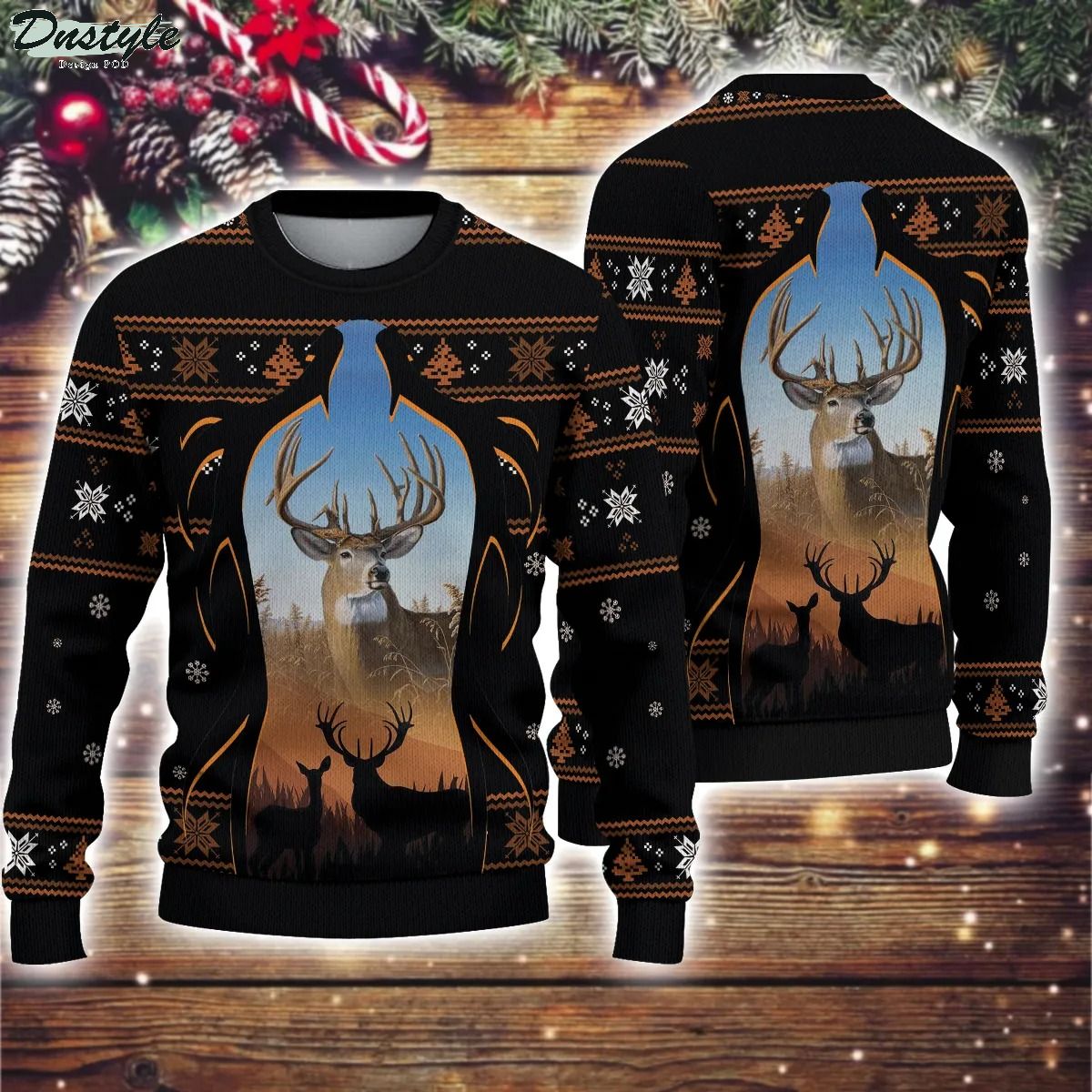 Deer Hunting Knitted Ugly Christmas Sweater
