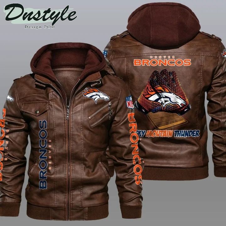 Denver broncos NFL hooded leather jacket 1