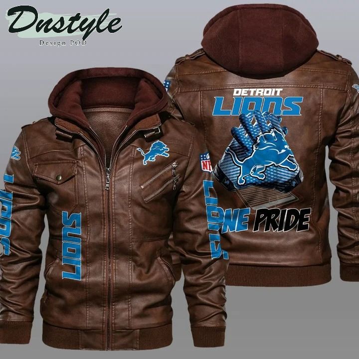 Detroit lions NFL hooded leather jacket