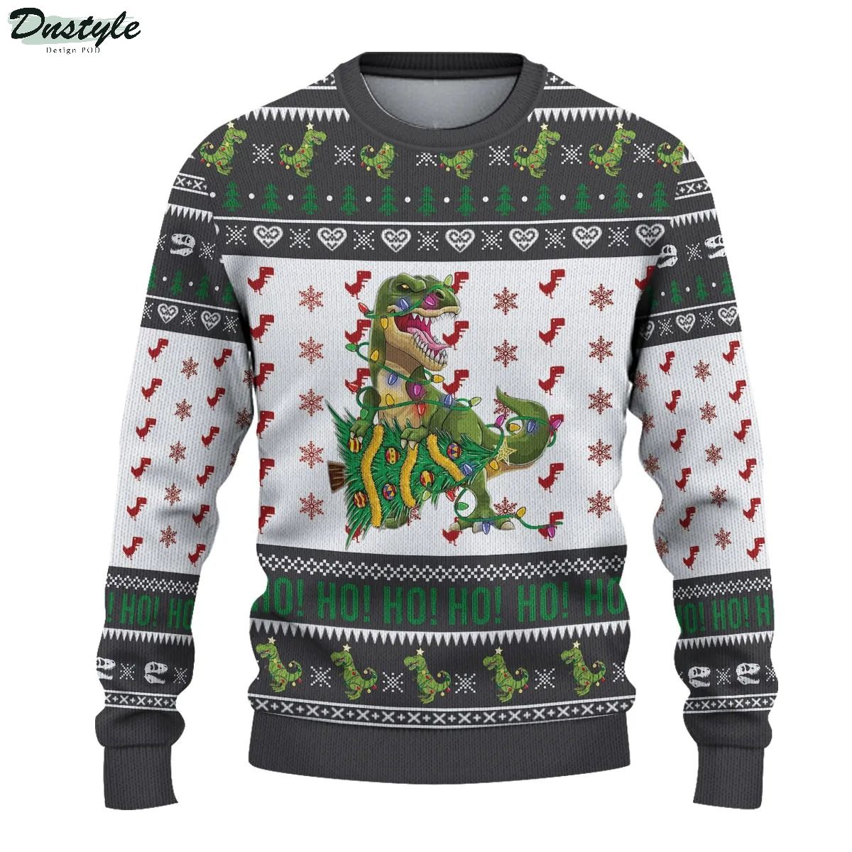 Dinosaur Knitted Ugly Christmas Sweater 2