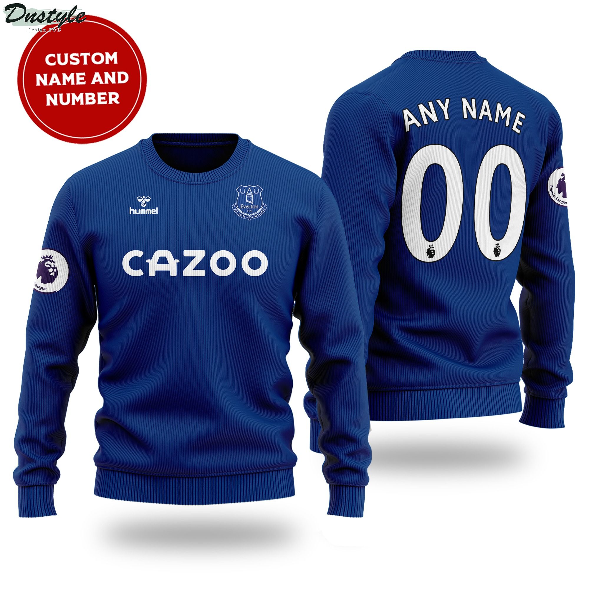 Everton cazoo custom name and number ugly sweater