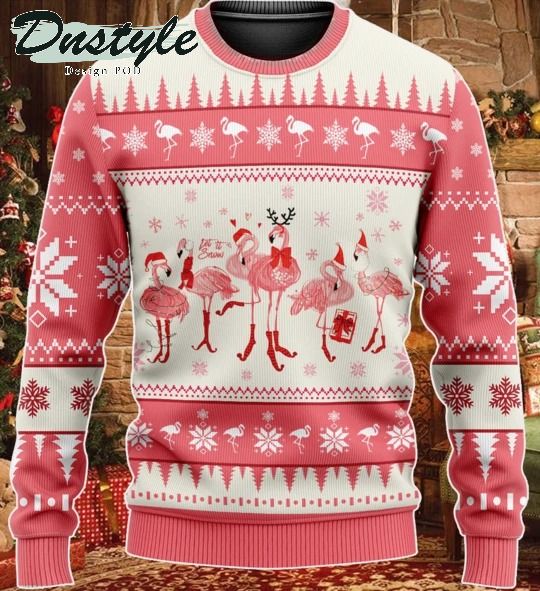 Flamingo Let's Snow Christmas 2021 Ugly Sweater
