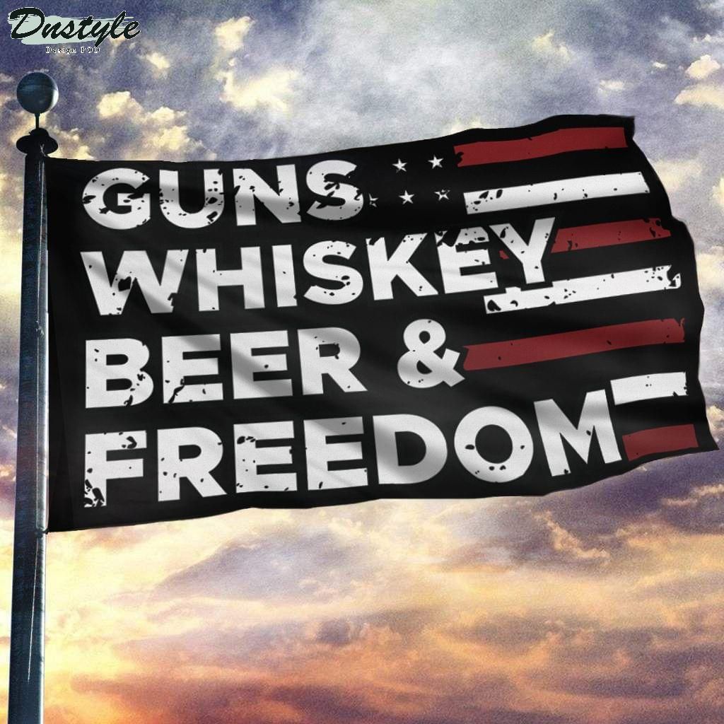 Guns whiskey beer and freedom flag