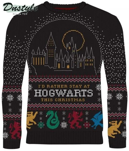 Harry Potter I’d Rather Stay at Hogwarts Ugly Christmas Sweater