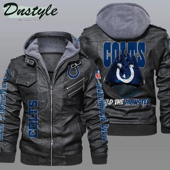 Indianapolis colts NFL hooded leather jacket