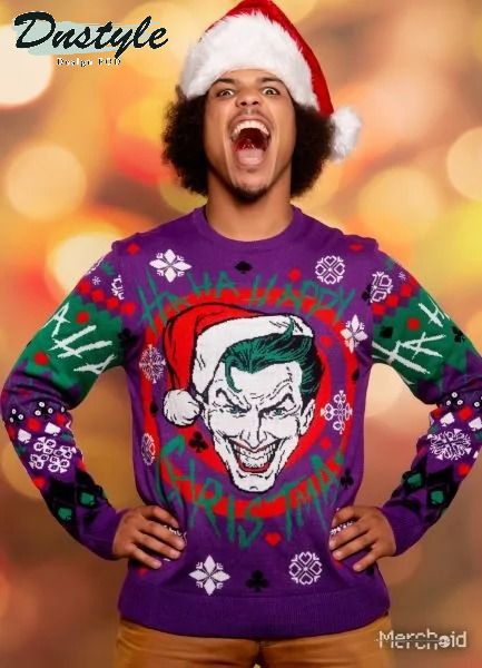 Joker Put On A Santa Hat Ugly Christmas Sweater 1