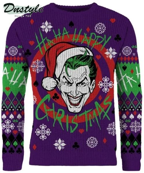 Joker Put On A Santa Hat Ugly Christmas Sweater