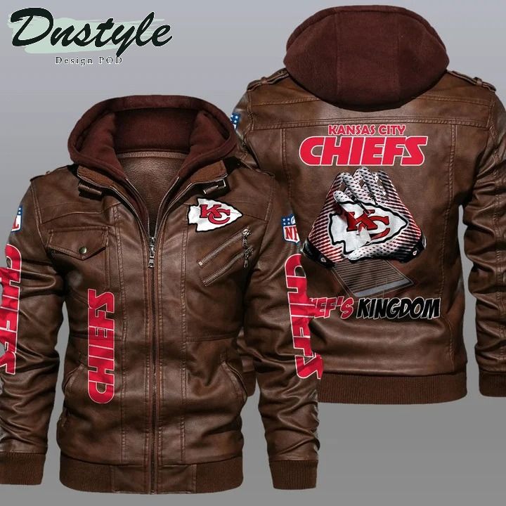Kansas city chiefs NFL hooded leather jacket 1