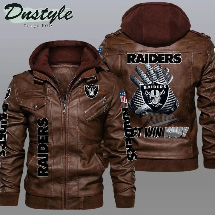 Las vegas raiders NFL hooded leather jacket 1