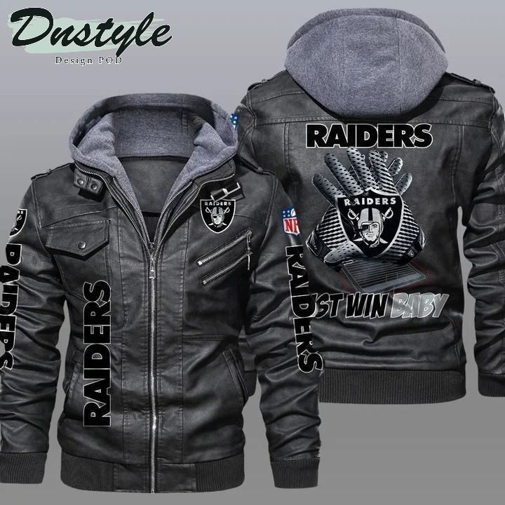 Las vegas raiders NFL hooded leather jacket