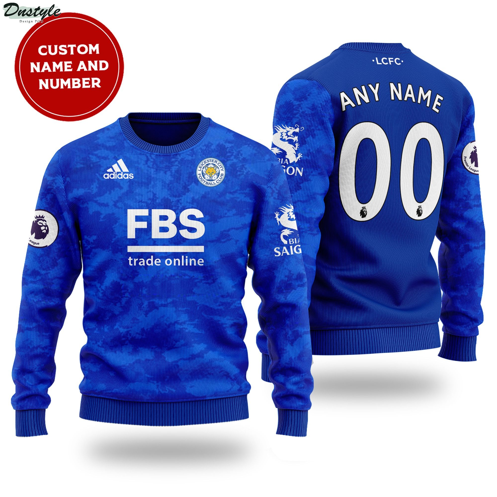 Leicester city custom name and number ugly sweater
