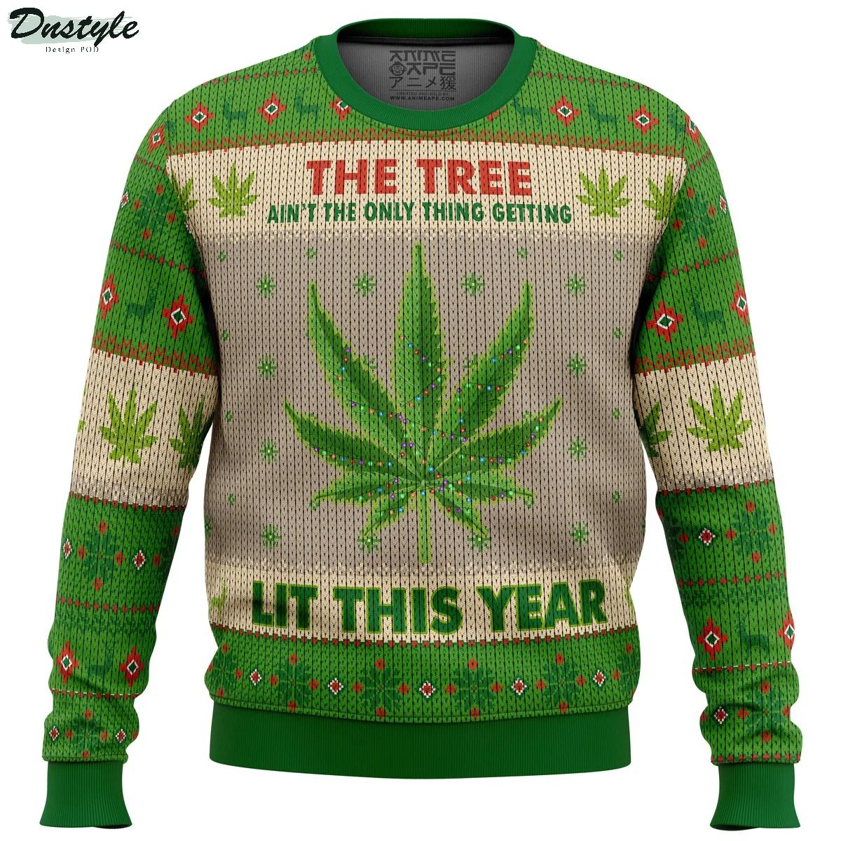 Lit This Year Weed Ugly Christmas Sweater