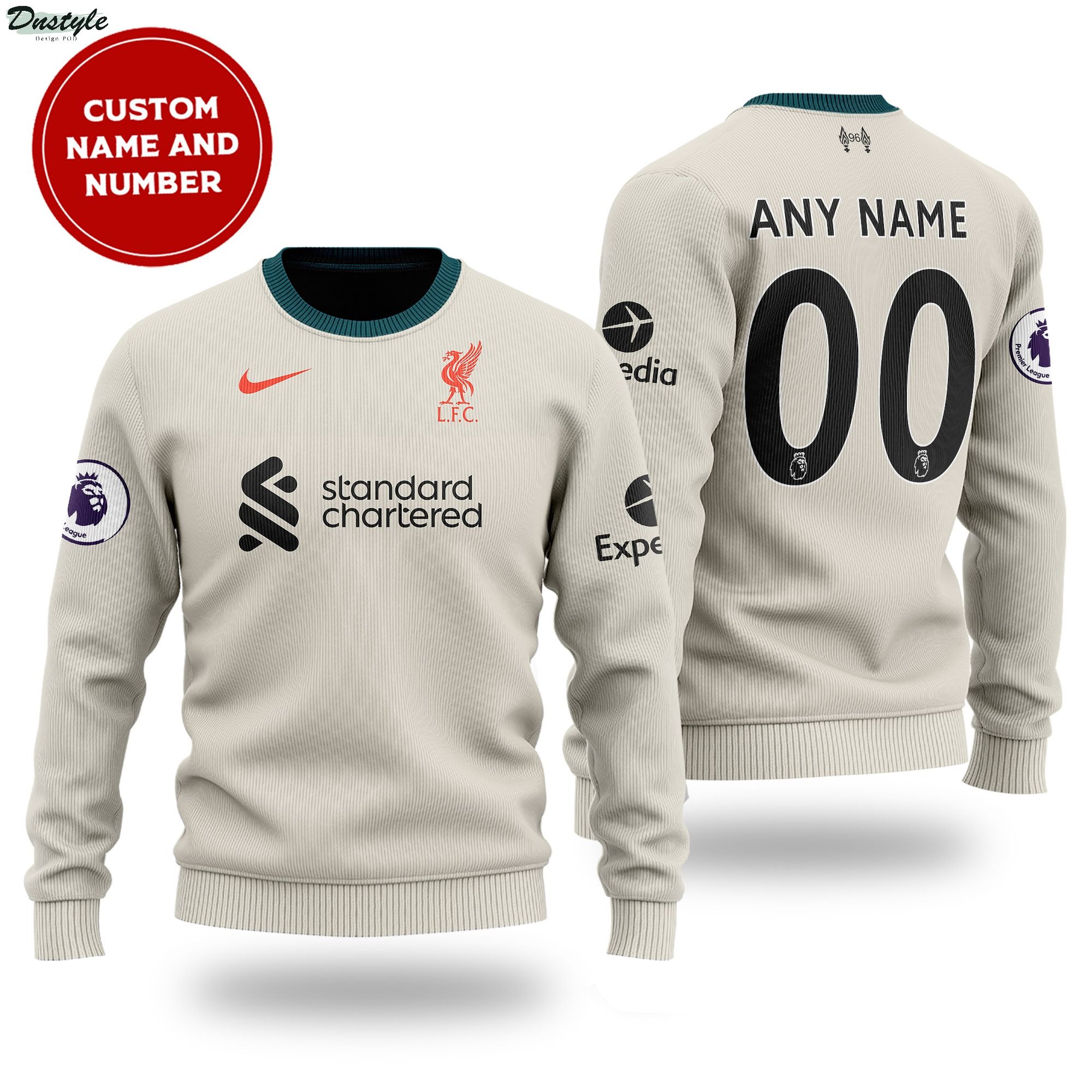 Liverpool away kit personalized ugly sweater