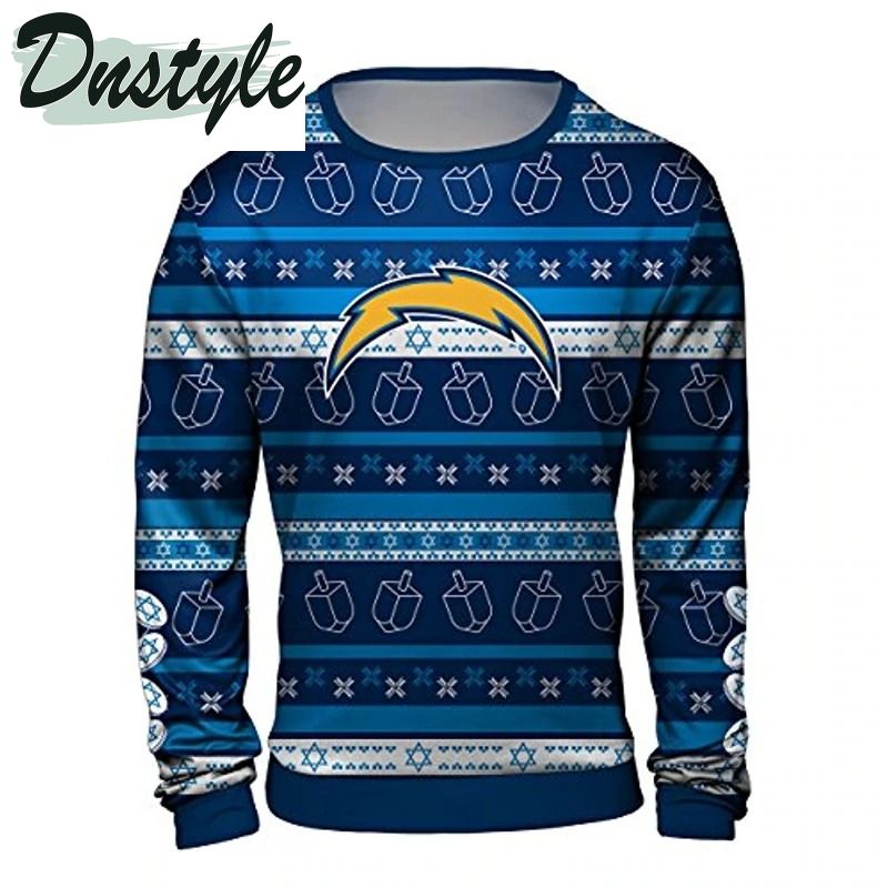Los angeles chargers NFL hanukkah ugly sweater