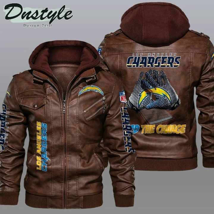 Los angeles chargers NFL hooded leather jacket 1