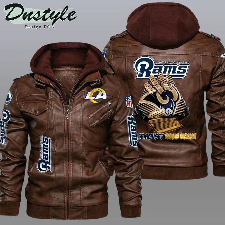 Los angeles rams NFL hooded leather jacket