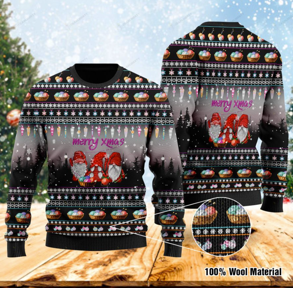 Merry xmas gnomes crochet ugly sweater